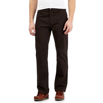Maine New England Brown textured straight leg trousers